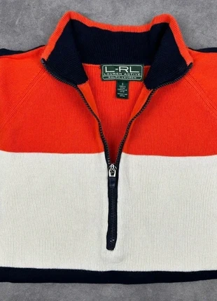 Pull Femme Lauren Ralph Lauren Manches longues Col zippé Orange, Marine, Blanc Coton Taille S, brand: Lauren Ralph Lauren, condizioni: Ottime, taglia: S / IT 40 / EU 36, €17.00, €18.55 include la Protezione acquisti