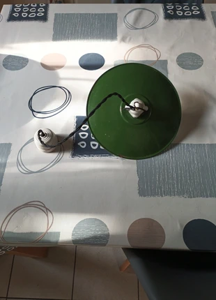 Lampe ancienne en métal laqué vernis vert et blanc, brand: sans marque, condition: Good, €14.95, €16.40 includes Buyer Protection