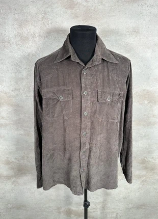 Chemise Vintage En Velours Côtelé / Corduroy Groviano brun grisâtre, texture taille 42, merk: Vintage Dressing, staat: Heel goed, maat: XL, € 20,00, € 21,70 inclusief Kopersbescherming Pro