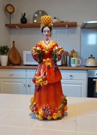 Grand bougeoir Dame aux fruits - résine peinte à la main, brand: Vintage Style by Indy, condition: Very good, €44.90, €47.85 includes Buyer Protection