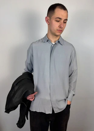 True Vintage 80s Italian Made 100% Silk Silver Shirt (L), brand: Made In Italy, condition: Very good, size: L, £34.00, £36.40 includes Buyer Protection