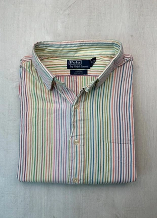 Chemise Ralph Lauren à rayures multicolores – Manches courtes – Taille 2XL (Durham Custom Fit), marque: Ralph Lauren, état: Très bon état, taille: XXL, 18,00 €, 19,60 € Protection acheteurs (Pro) incluse