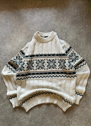 Pull vintage hiver fair isle motif neige renne | tricot torsadé beige écru noir marron | taille M, marque: Vintage Dressing, état: Très bon état, taille: M, 40,00 €, 42,70 € Protection acheteurs incluse
