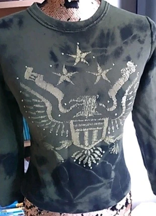 Sweat-shirt vert kaki Coline Taille 1, merk: Coline, staat: Heel goed, maat: XS / 34 / 6, € 1,95, € 2,75 inclusief Kopersbescherming