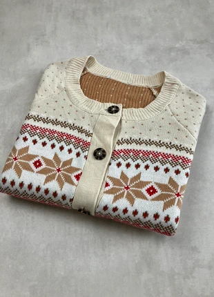 Cardigan Pull Femme Tricot Motif Fair Isle Noël Flocon Crème Rouge Hiver Taille L / XL, brand: PoshMark, condizioni: Ottime, taglia: L / IT 44 / EU 40, €20.00, €21.70 include la Protezione acquisti