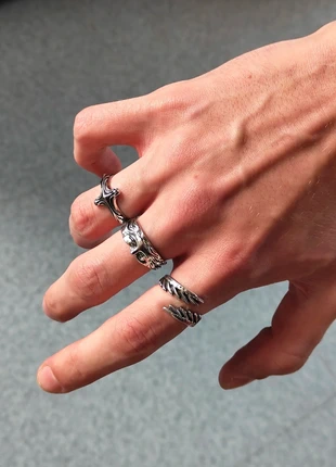 Lot de 3 Bagues Ajustable Y2K Lots Goth Gothique Men Jewelry Homme, brand: CHROME, condition: Very good, size: Adjustable, €17.00, €18.55 includes Buyer Protection