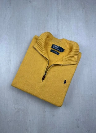 Pull col camionneur zippé Ralph Lauren jaune moutarde coton logo bleu marine brodé L homme, marque: Ralph Lauren, état: Très bon état, taille: L, 50,00 €, 53,20 € Protection acheteurs (Pro) incluse