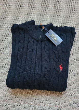 Pull 1/4 zip torsadé Ralph Lauren coton | Noir | Taille M, brand: Ralph Lauren, condizioni: Nuovo con cartellino, taglia: M, €55.00, €58.45 include la Protezione acquisti