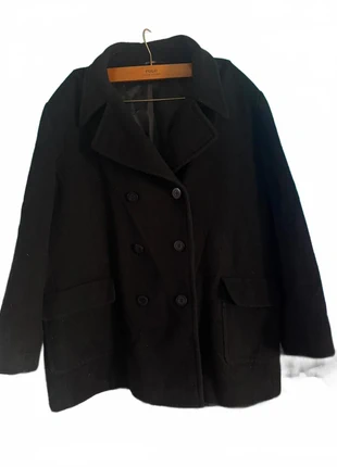 Black Wool Blend Pea Coat – BHS – Size UK 20 (EUR 48), brand: Bhs, condition: Satisfactory, size: XL / UK 20-22, £22.00, £23.80 includes Buyer Protection