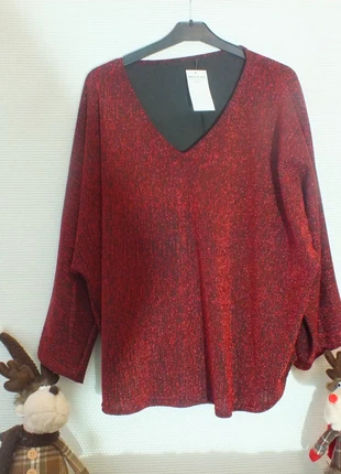 Tunique col V à paillettes idéal fêtes taille unique du 44 au 56, marque: Unique, état: Très bon état, taille: 7XL / 54 / 26, 22,90 €, 24,75 € Protection acheteurs (Pro) incluse