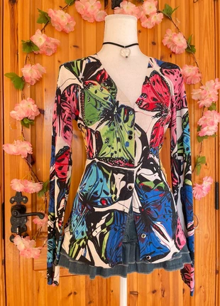 Butterfly Print Top | Rhinestone Detail | Button Front | 695., brand: Retro, condition: Satisfactory, size: M / 38 / 10, €21.50, €23.28 includes Buyer Protection