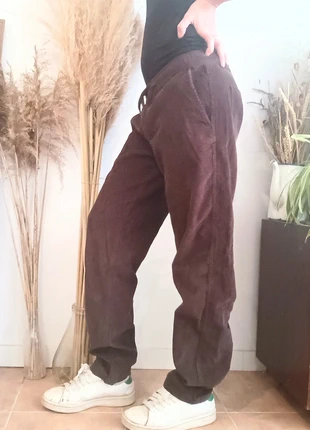 Pantalon large baggy oversize velours côtelé marron coton S, marque: New Look, état: Très bon état, taille: S, 16,00 €, 17,50 € Protection acheteurs (Pro) incluse