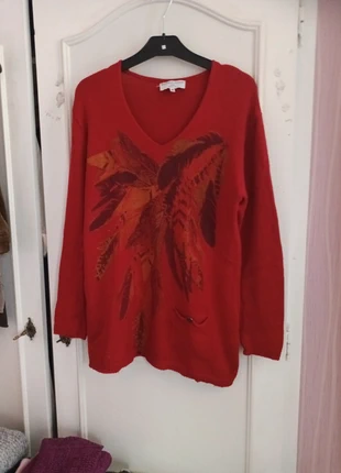 Pull col V imprime/rouge Jean Marc Paris TM, marque: Angora, état: Bon état, taille: M / 38 / 10, 7,50 €, 8,58 € Protection acheteurs incluse