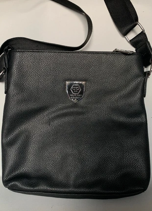 Besace Philipp Plein – Édition Limitée – Détail Lame – Noir – Cuir grainé, marca: Philipp Plein, estado: Muy bueno, 55,00 €, 58,45 € Protección al comprador incluida