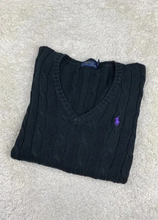 Pull Ralph Lauren Torsadé Col V Noir en pima coton logo violet 2A - M femme, marca: Ralph Lauren, estado: Muy bueno, tamaño: M / 38 / 10, 59,99 €, 63,69 € Protección al comprador incluida