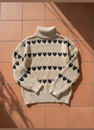 Pull beige motifs cœur col roulé – taille S – cosy hiver mignon chic, marque: Ysera, état: Très bon état, taille: S / 36 / 8, 39,99 €, 42,69 € Protection acheteurs (Pro) incluse