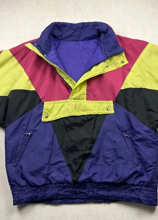 Veste vintage colorblock Made in Italy – Coupe-vent 90s rose jaune violet noir – Taille L, merk: Vintage Dressing, staat: Heel goed, maat: L, € 38,00, € 40,60 inclusief Kopersbescherming Pro