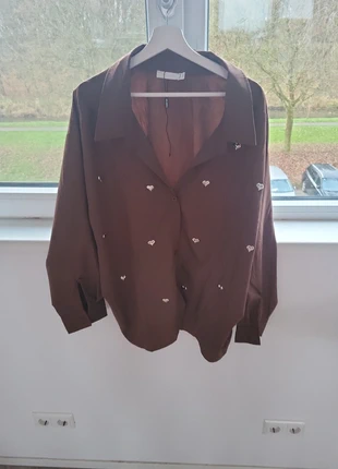 Blouse XL hartjes bruin, brand: Flamant Rose, condizioni: Nuovo con cartellino, taglia: XXL / IT 48 / EU 44, €20.00, €21.70 include la Protezione acquisti