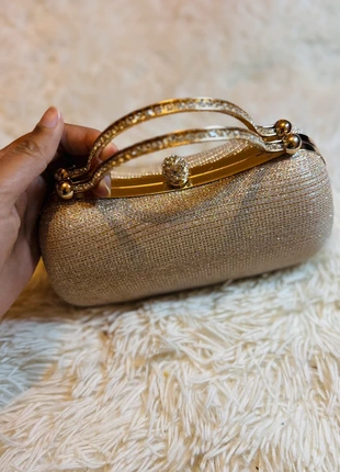 Luxury Golden Stone-Embellished Clutch Bag | Party & Bridal Handbag, brand: ShaNoor, condition: New without tags, £12.00, £13.30 includes Buyer Protection