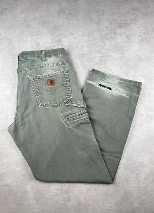 Pantalon carhartt B159 DMS single knee workwear baggy vert patiné sunfaded vintage - Taille 34x32, marca: Carhartt, estado: Muito bom, tamanho: PT 44 | W34, €29.00, €31.15 inclui Proteção do Comprador Pro