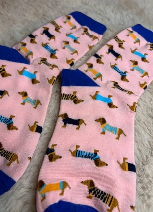 Chaussettes teckel roses et violettes, marque: pas de marque, état: Neuf sans étiquette, taille: S | 35–38, 2,50 €, 3,33 € Protection acheteurs (Pro) incluse