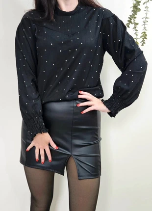 Blouse noire à pois dorés manches longues Naf Naf taille M, brand: Naf Naf, condition: Very good, size: M / 38 / 10, €10.00, €11.20 includes Buyer Protection Pro