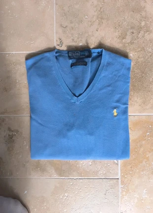 Pull col V bleu logo jaune Polo Ralph Lauren L, marque: Ralph Lauren, état: Bon état, taille: L, 26,99 €, 29,04 € Protection acheteurs (Pro) incluse