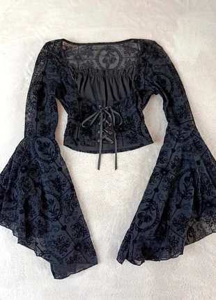 Top court manches chauves souris laçage whimsigoth vampire, marque: goth, état: Très bon état, taille: S / 36 / 8, 45,00 €, 47,95 € Protection acheteurs (Pro) incluse