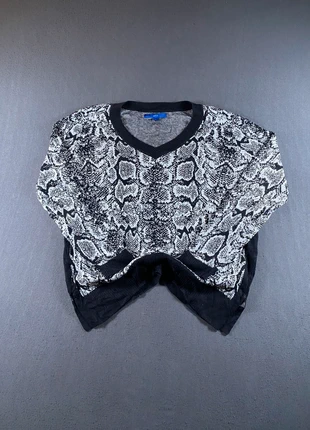 Pull Léger Col V Motif Peau de Serpent Snake Print Python Noir Blanc Taille L Femme, marque: Apt. 9, état: Très bon état, taille: L / 40 / 12, 20,00 €, 21,70 € Protection acheteurs incluse