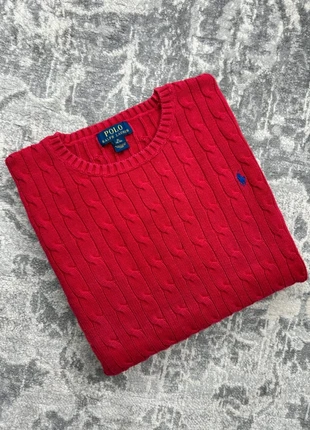 Pull Torsadé en Maille / Cable Knit RL / Ralph Lauren Rouge Taille S - Logo Bleu Marine Brodé, brand: Ralph Lauren, condition: Very good, size: S / 36 / 8, €45.00, €47.95 includes Buyer Protection Pro