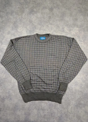 Pull d'hiver vintage 90's retro marron/bleu unisexe motifs géométriques – taille L made in USA, brand: Vintage Dressing, condition: Very good, size: L, €19.90, €21.60 includes Buyer Protection