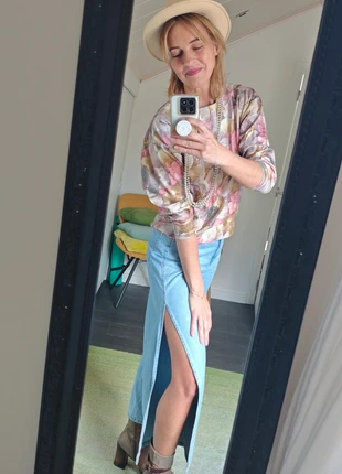 Vintage floral velvety sweater S/M Hippie Boho Romantic Eye-catcher Flower Power, marque: Vintage, état: Très bon état, taille: S / 36 / 8, 15,00 €, 16,45 € Protection acheteurs incluse