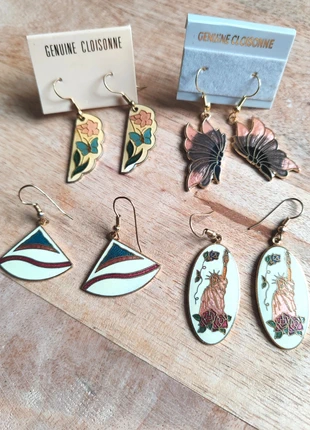 Lot d'anciennes boucles d'oreilles cloisonnées vintage rétro année 70-80, marca: Vintage Dressing, estado: Bueno, 10,00 €, 11,20 € Protección al comprador Pro incluida