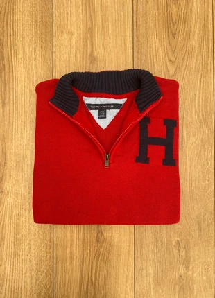 Pull Tommy Hilfiger half zip 1/4 zip col camionneur | rouge logo brodé | taille L 16-18, marca: Tommy Hilfiger, estado: Muy bueno, tamaño: L, 17,00 €, 18,55 € Protección al comprador incluida