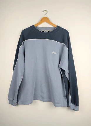 Sudadera ASICS Vintage 90s/2000s Y2K – Azul & Gris, marca: Asics, estado: Muito bom, tamanho: M, €16.00, €17.50 inclui Proteção do Comprador