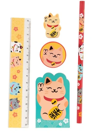 5 pièces de papeterie fantaisie chat Maneki neko roux, état: Neuf avec étiquette, 4,00 €, 4,90 € Protection acheteurs (Pro) incluse