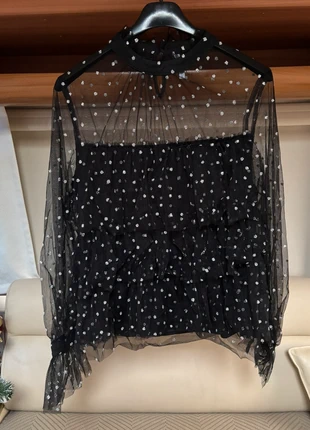 Haut blouse voile noir paillettes femme S Golden Live, brand: Golden Live, condition: Very good, size: S / 36 / 8, €15.00, €16.45 includes Buyer Protection