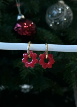 Pampilles fleurs rouge pour créoles interchangeables, merk: Rouge, staat: Nieuw met prijskaartje, € 5,00, € 5,95 inclusief Kopersbescherming