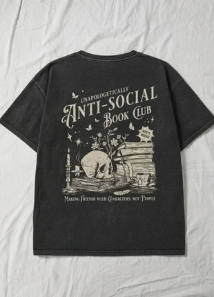 T-Shirt Noir Imprimé “Anti-Social Book Club” Style Gothique Vintage Dark Academia, brand: Vintage Dressing, condizioni: Ottime, taglia: M / IT 42 / EU 38, €29.99, €32.19 include la Protezione acquisti