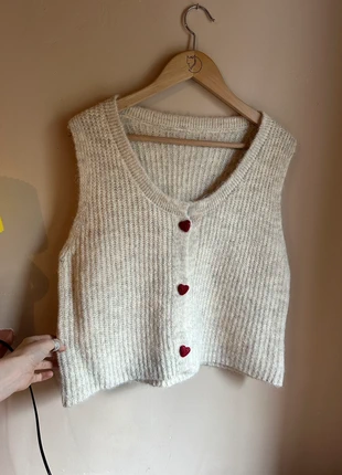 Cream chunky knit vest with heart detail buttons, condition: New without tags, size: M / 10, £22.99, £24.84 includes Buyer Protection Pro