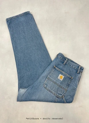 Jean Carhartt wip Bleu Marine Single Knee Pant Large Baggy Carpenter Denim - Taille XL w36 #1412, marca: Carhartt, estado: Muito bom, tamanho: PT 46 | W36, €49.00, €52.15 inclui Proteção do Comprador Pro