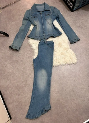 Ensemble en jeans cintrée asymétrique rétro vintage chic, brand: Vintage Dressing, condition: Very good, size: M / 38 / 10, €35.00, €37.45 includes Buyer Protection Pro