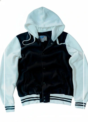Giacca varsity uomo nera bianca hoodie college jacket comoda streetwear classic, marque: Alcott, état: Très bon état, taille: XXL, 16,90 €, 18,45 € Protection acheteurs incluse