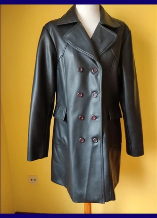 Abrigo estilo trench de polipiel negro Caticceli XL, marca: Caticceli, estado: Bueno, tamaño: XL / 42 / 14, 15,00 €, 16,45 € Protección al comprador incluida