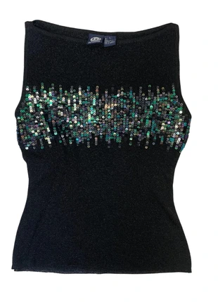 Tank top noir à paillette en rayonne y2k M/L, brand: Vintage Dressing, condition: Very good, size: L / 40 / 12, €12.00, €13.30 includes Buyer Protection Pro