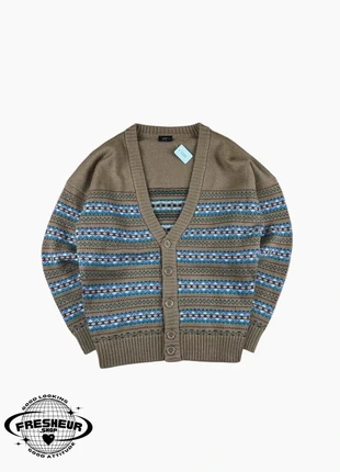 Pull Crewneck Cardigan Vintage d'Hiver Chaud Marron & Bleu - L (C205), brand: Vintage Dressing, condizioni: Ottime, taglia: L, €24.00, €25.90 include la Protezione acquisti Pro