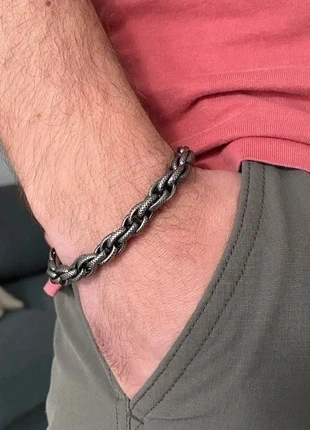 Bracelet homme en acier inoxydable, bracelet chaîne kerberos modèle antique, cadeau pour lui, condition: Very good, €14.00, €15.40 includes Buyer Protection Pro