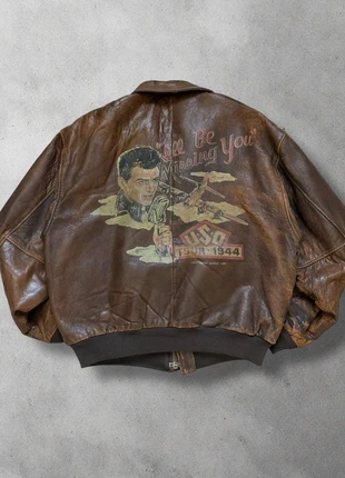 Veste en cuir Avirex A2 All Be Seeing You Vintage USO Tour 1944, marca: Avirex, estado: Bueno, tamaño: XL, 340,00 €, 357,70 € Protección al comprador Pro incluida