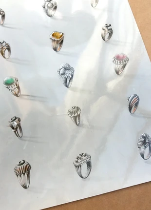 Planche à bijoux (bagues) d'époque - 1956, brand: Vintage Chic, condition: Very good, €7.00, €8.05 includes Buyer Protection