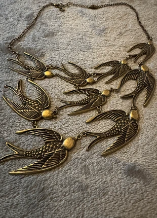 Swallow Statement Necklace – Vintage Bronze Bib – Flocking Birds, Boho / Vintage Jewellery, condition: New with tags, €12.99, €14.34 includes Buyer Protection